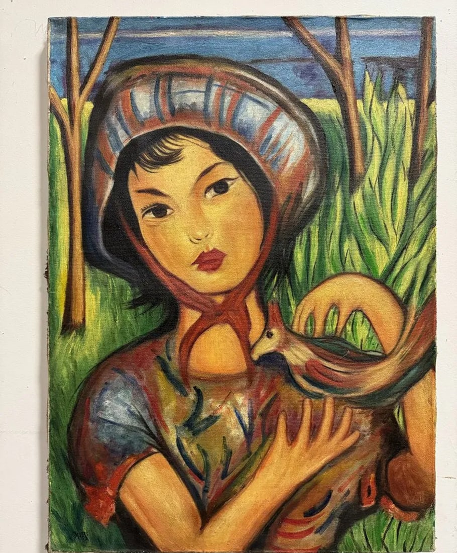 Inspired Victor Manuel Oil PAINTING: Size: 28 in x 20 in