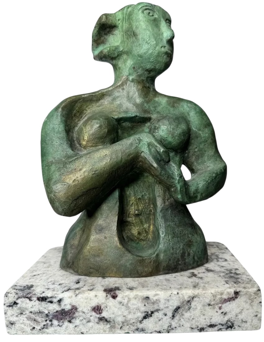Henry Moore Abstract Figure Bronze Statue: Size: 10 in x 7 in x 4