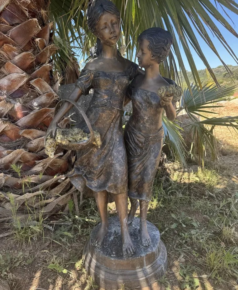 Life Size Bronze Sisters: Size: 46 in x 23 in