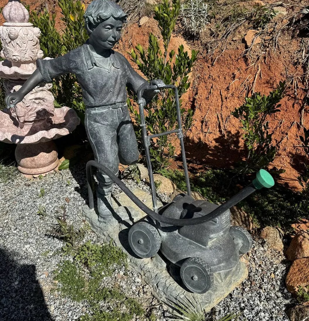 Life Size Bronze Boy Fountain Sculpture: Size: 51 in x 49 in