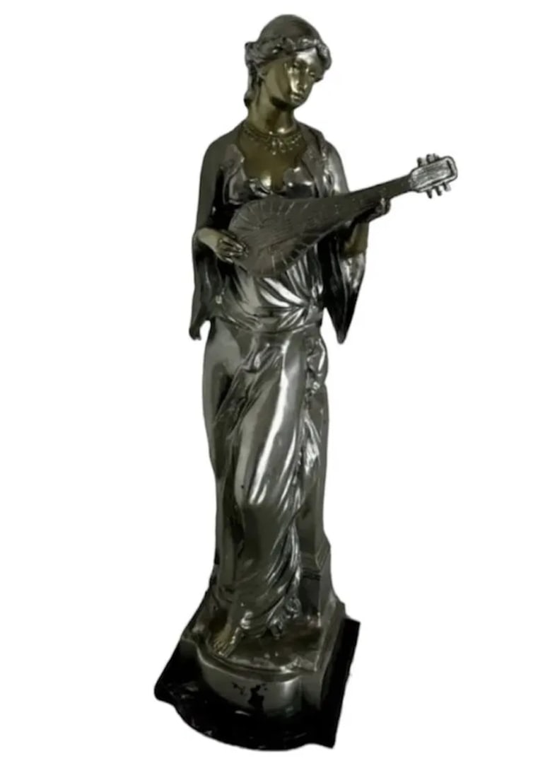 Large Bronze Lady Sculpture: Size: 42 in H