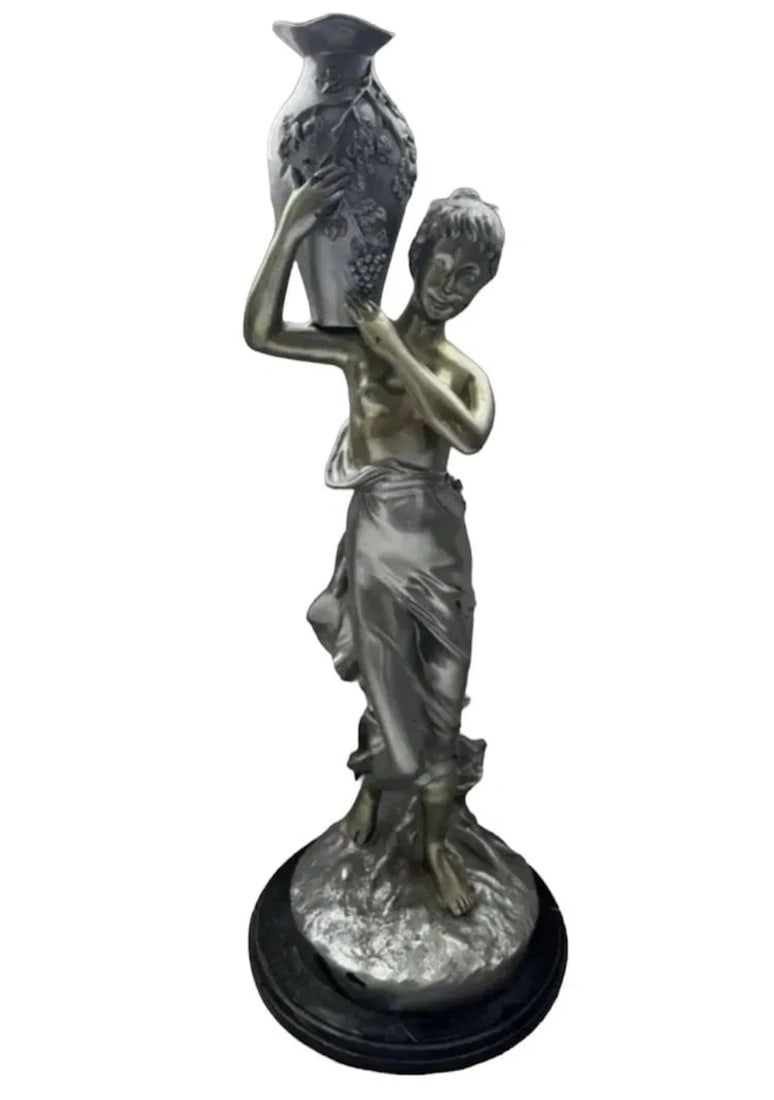 Large Bronze Lady Sculpture: Size: 35 in x 13 in