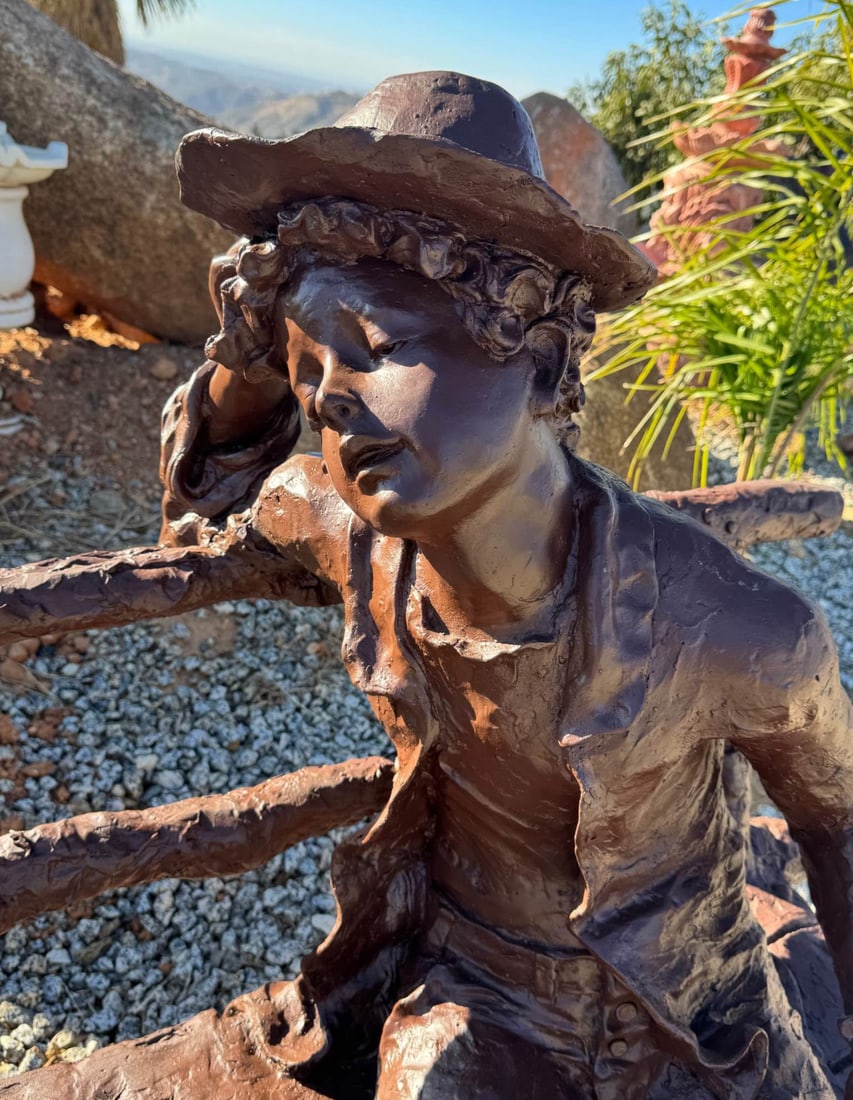 Life Size Bronze Boy on a Bench - 2