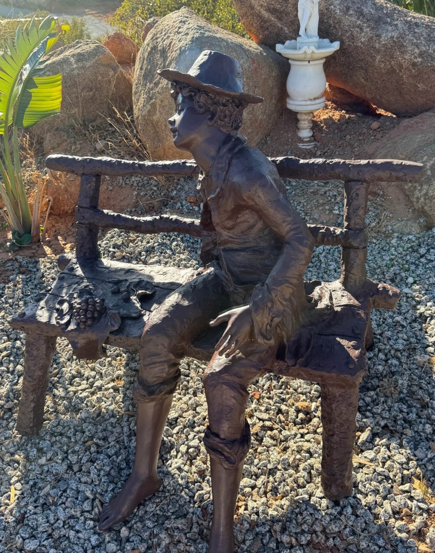 Life Size Bronze Boy on a Bench - 3