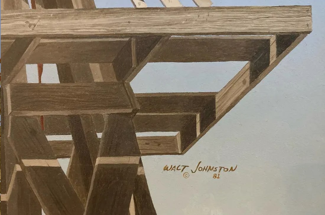 1981 Windmill Oil on Panel by Walt Johnston - 3