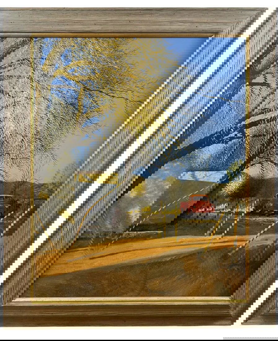 Landscape Red Truck Oil on Canvas Panel by Walt Johnston (1 of 4)