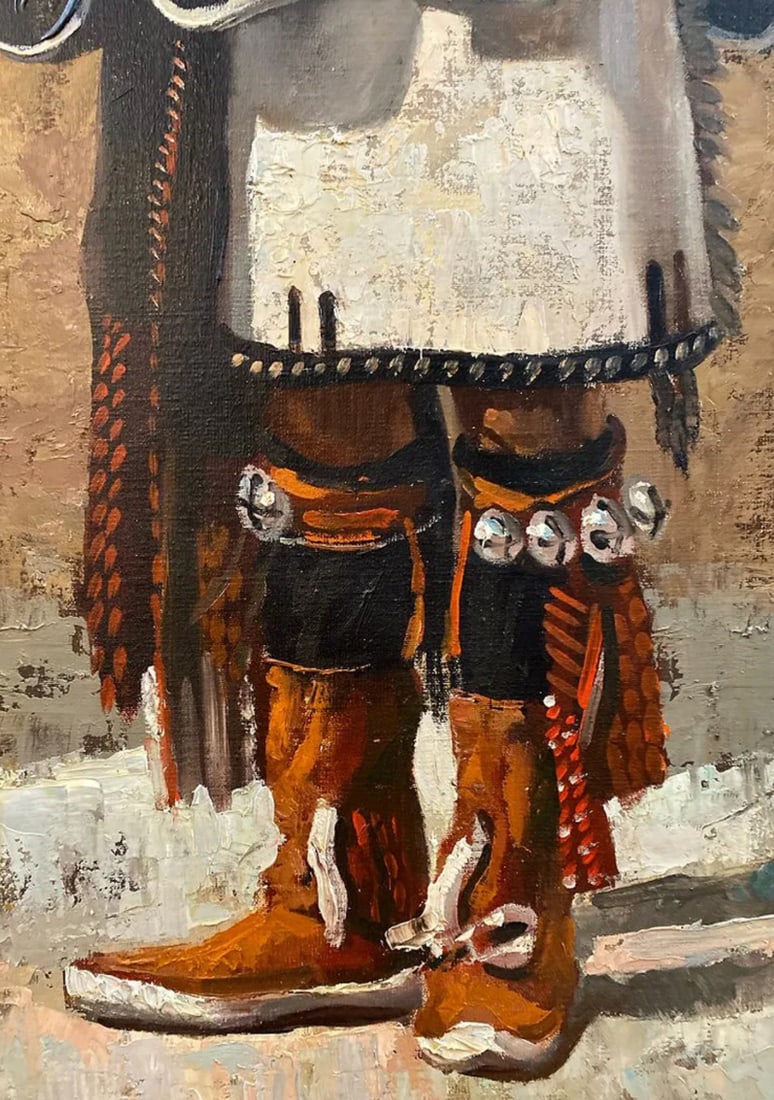 Large Native Indian Oil Painting - 4