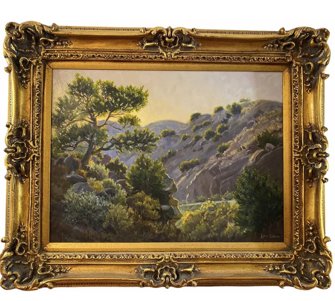 Landscape Oil Painting by Turner: Frame: 32 in L x 26 in H - Painting: 24 in L x 18 in H *****Leona Marie Turner (1929 - 2004) was active/lived in New Mexico, Texas. Leona Turner is known for Pastel painting, commercial art.Leona Mari