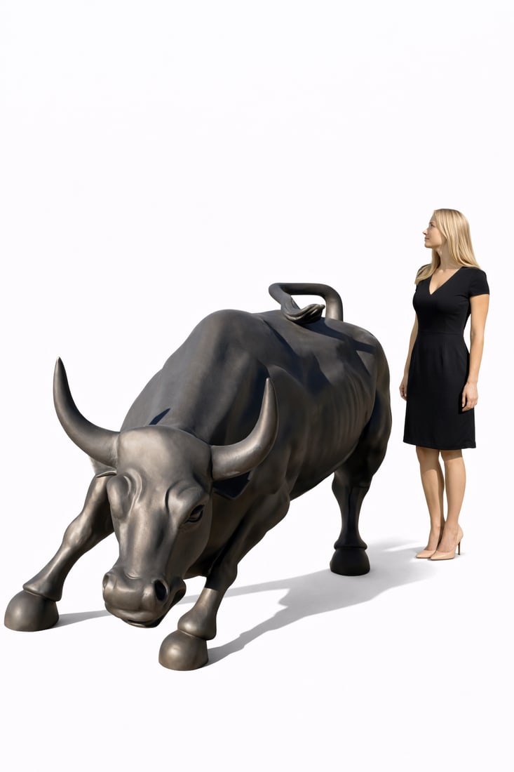 Monumental Life Size Bronze Bull Sculpture: Size: 103 in x 58” x 37”