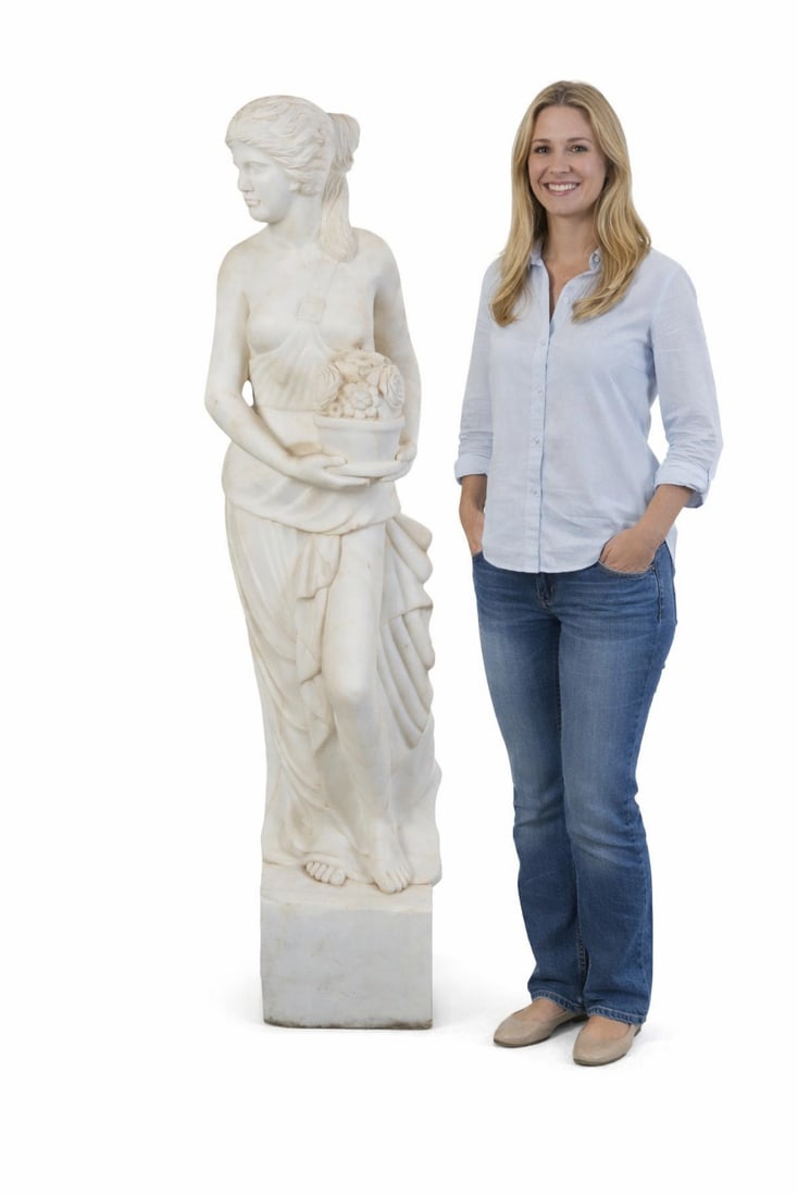 Life Size Marble Woman sculpture: Size: 61 in H x 17x 13 inches