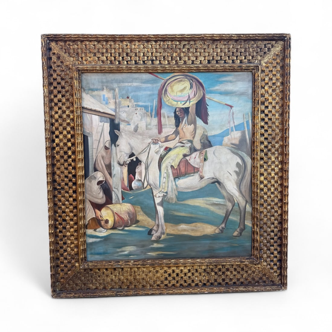 Huge Native American Painting by Victor Romero: Size:52 in x 46 in