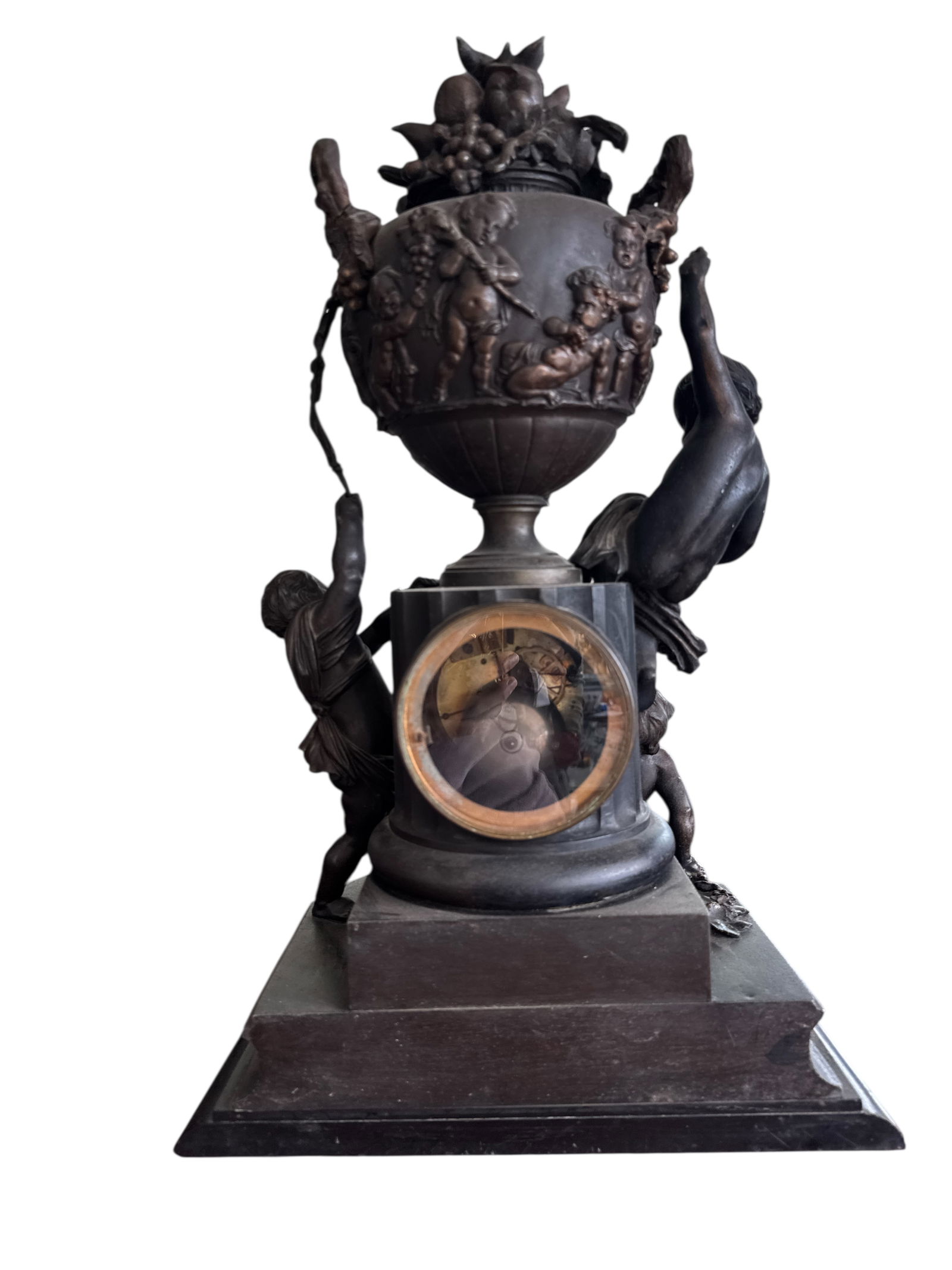 French Cherubs Bronze Clock - 2