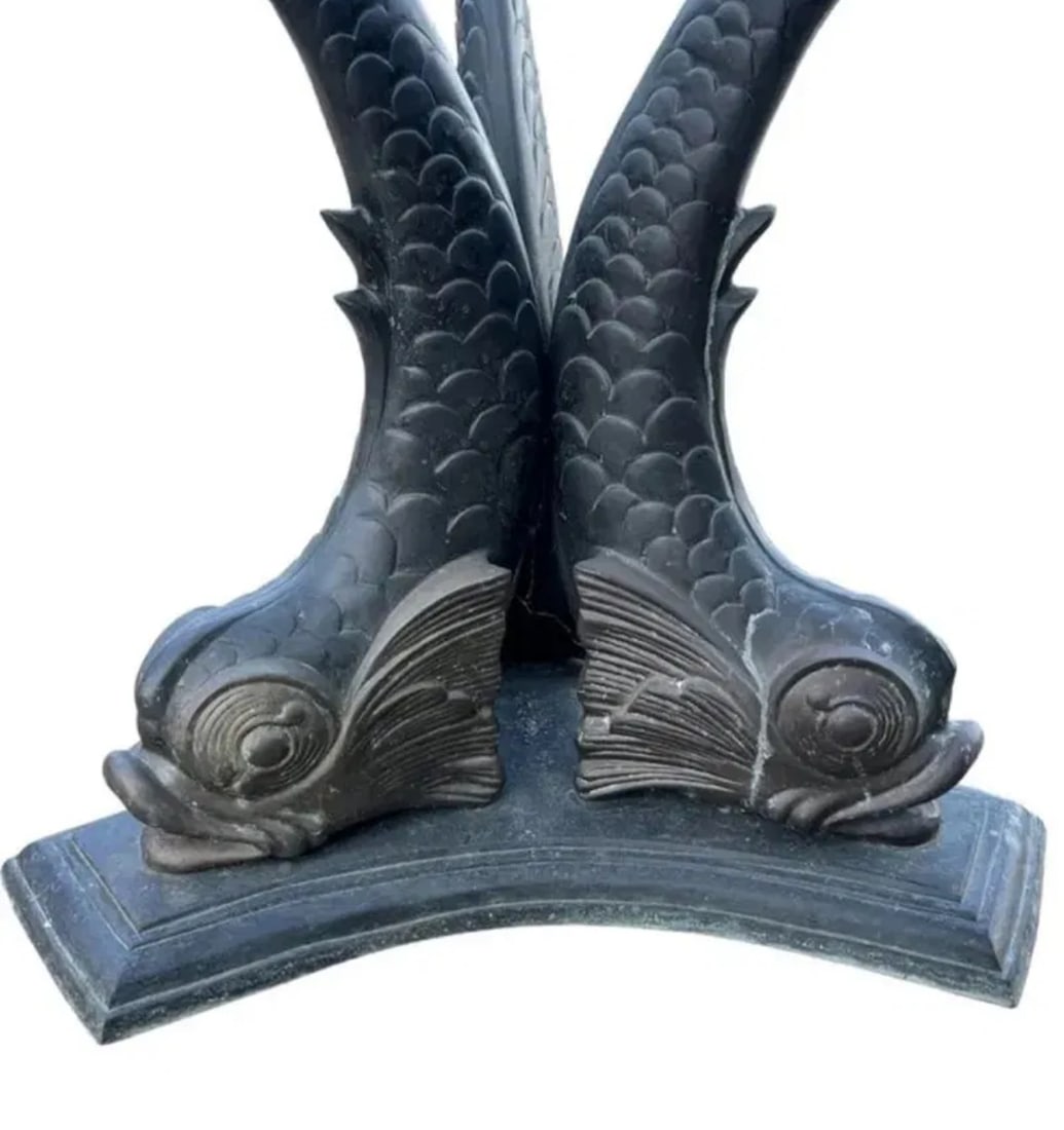 Koi Fish Bronze Table with Glass Top - 2