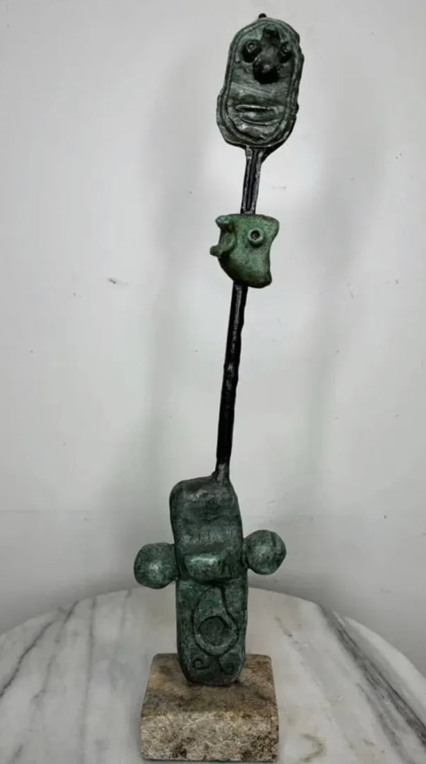 J. Miro Bronze Sculpture: Size:17 in x 3 in x 3 in