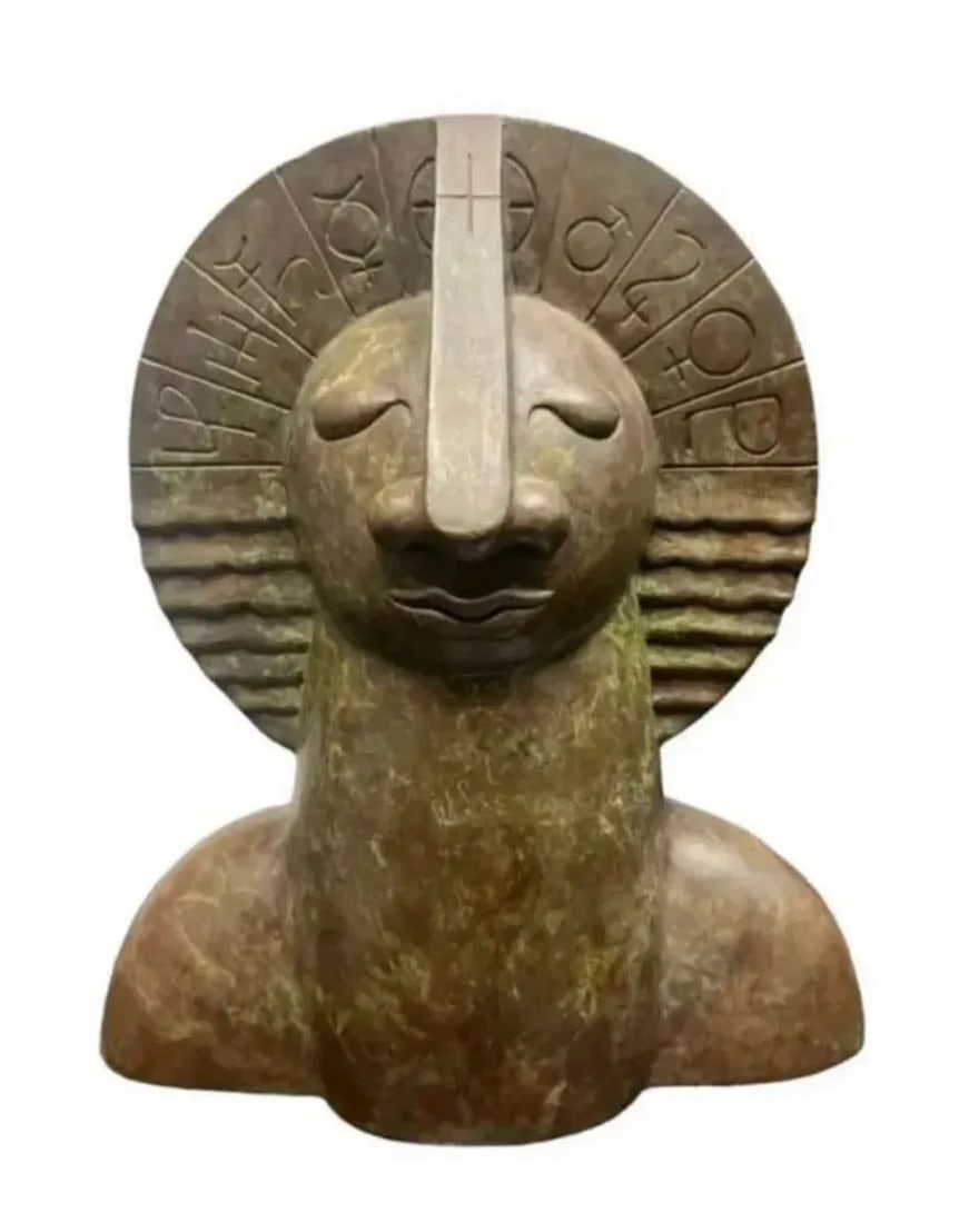 Ancient Egypt of Sea and Earth Bronze Sculpture Signed Gaylord: size:10 in x 10 in x 7 in