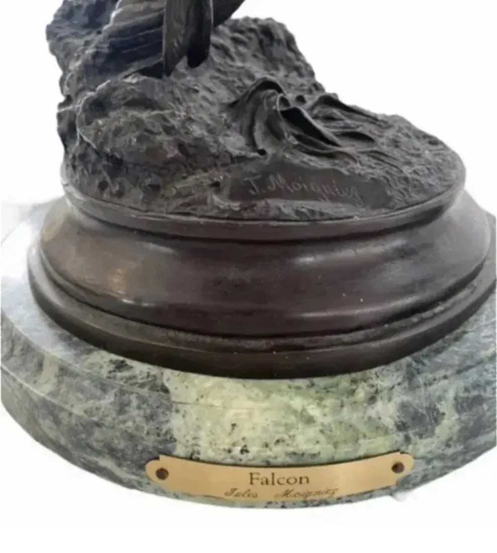 Large Falcon Bronze Sculpture - 4