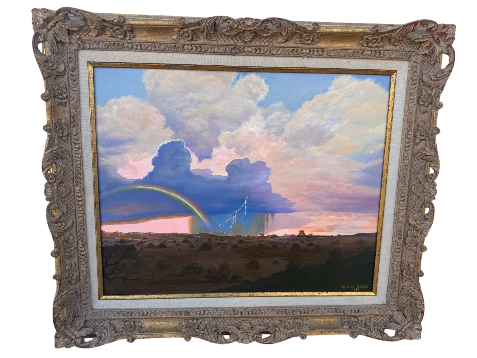 Rainbow Landscape Oil Painting by Maurice Green: Size: 26 in 22 in