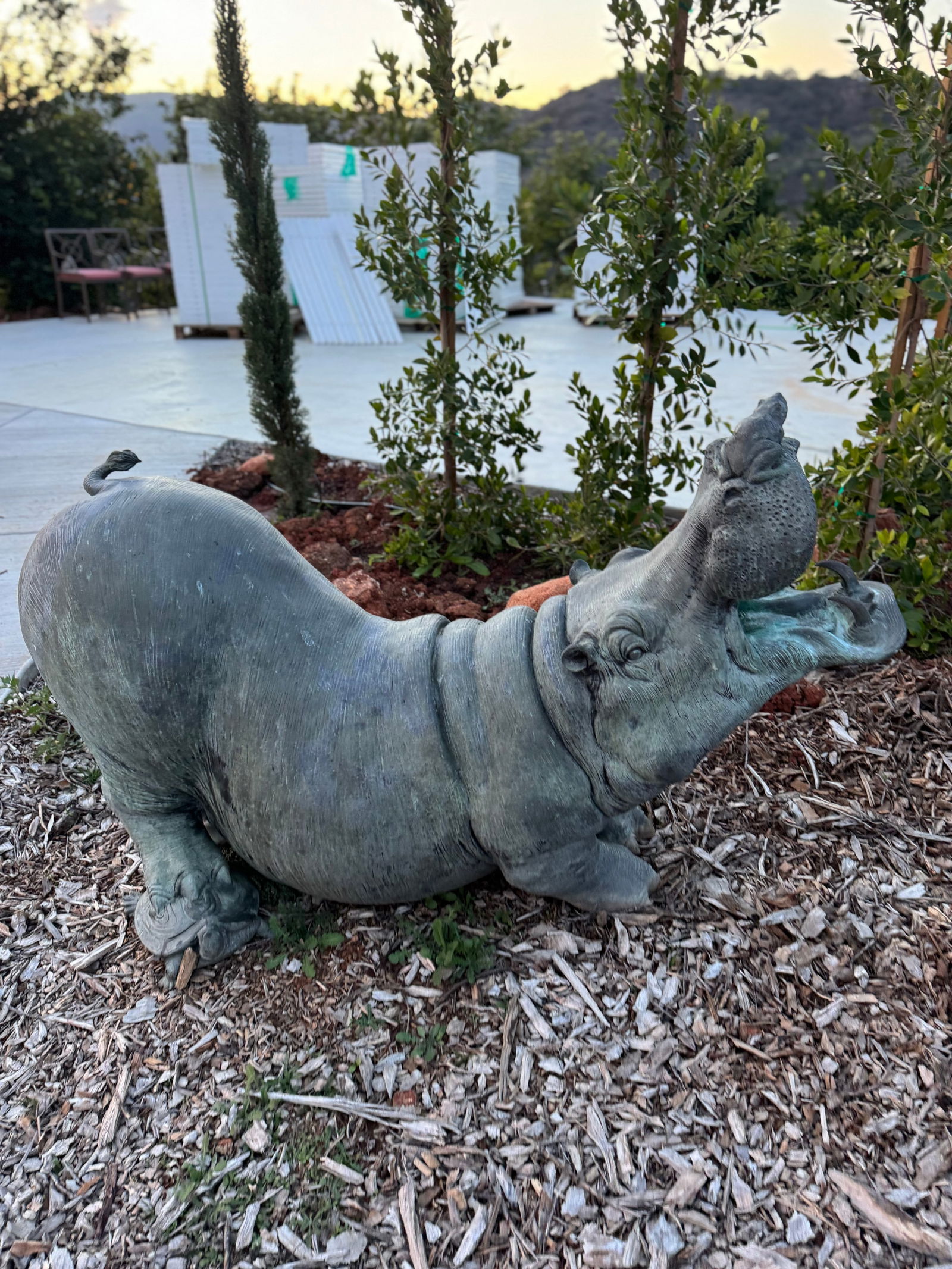 Life Size Bronze Hippo Sculpture Fountain: Size: 65” x 45”