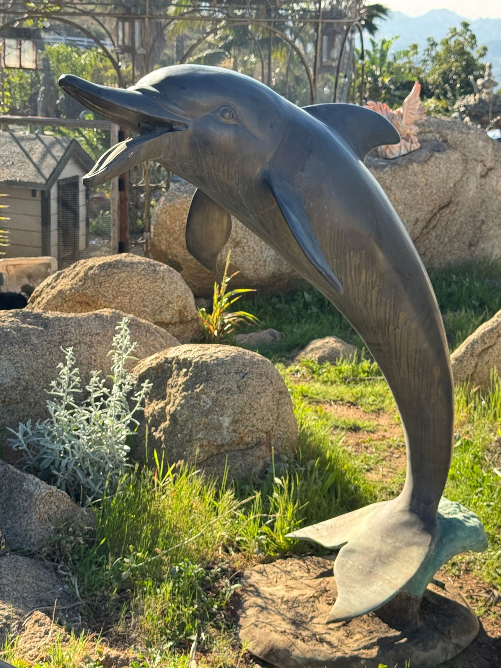 Large Bronze Dolphin Fountain: Size: 51 in H x 38 in