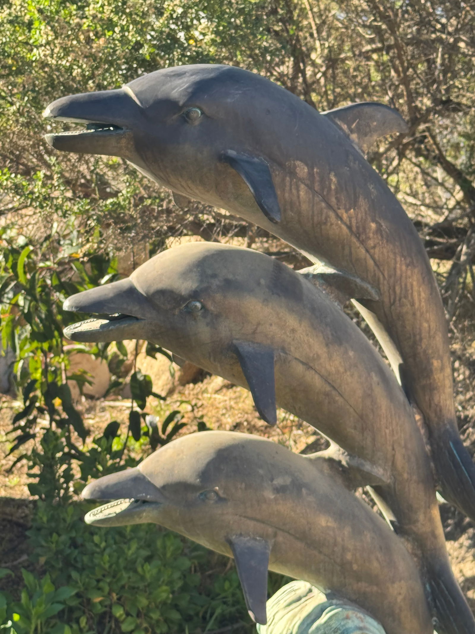 Large Three Bronze Dolphin Fountain - 2