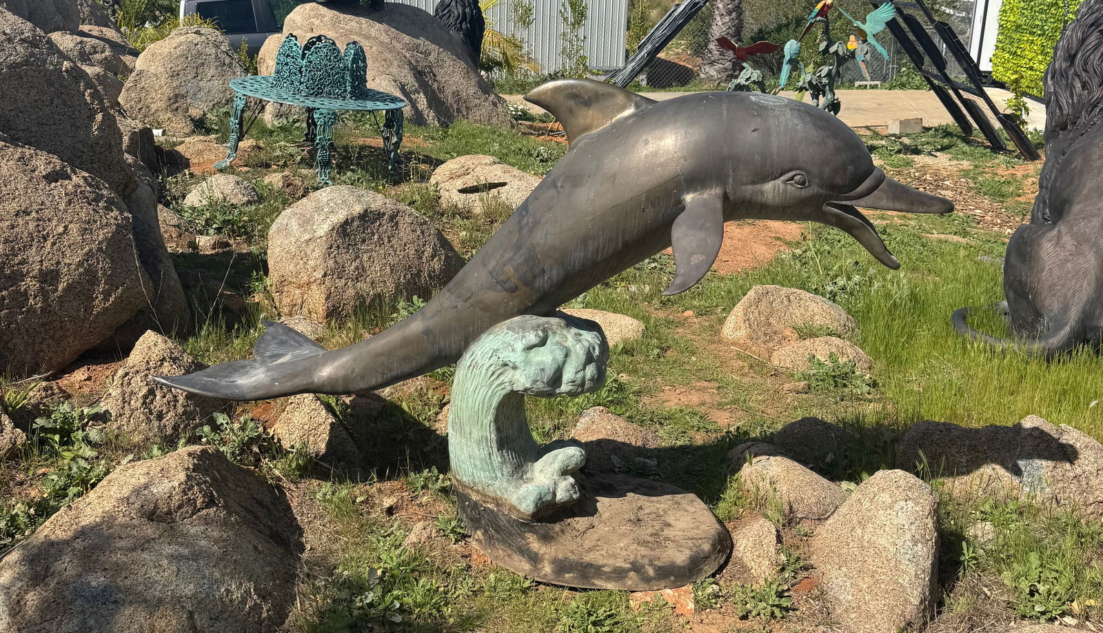 Large Bronze Dolphin Fountain: Size:70” x 46”