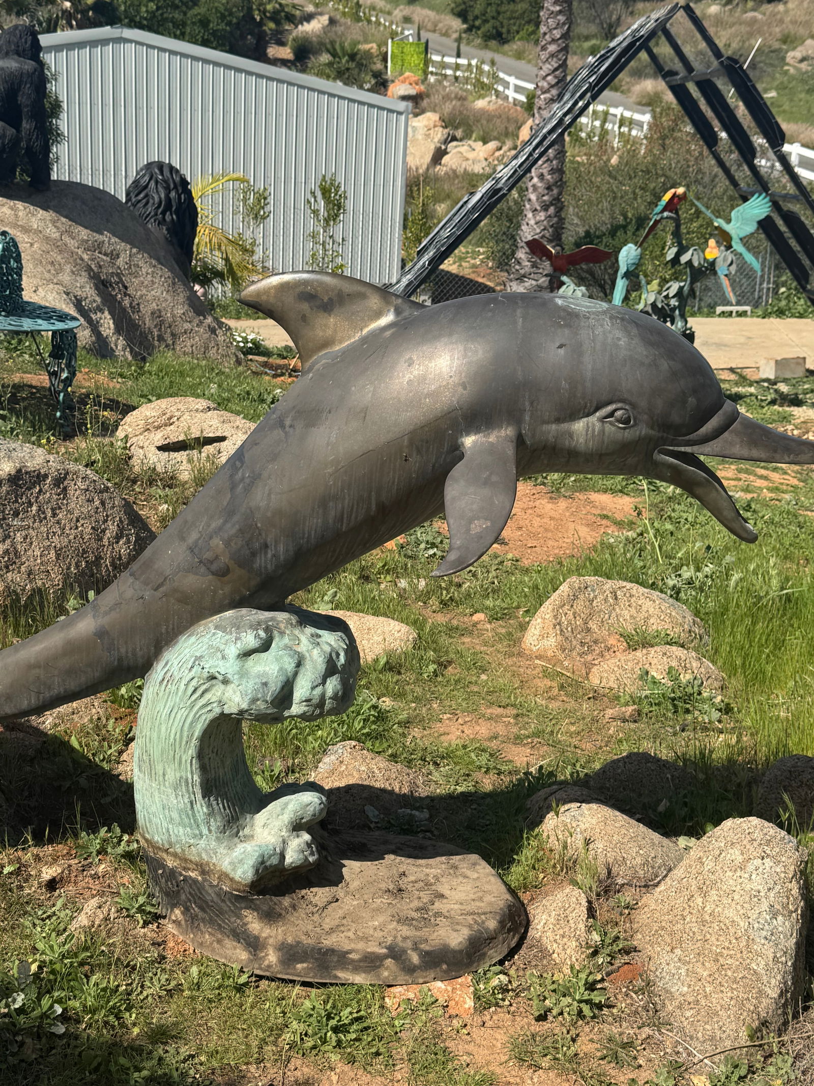 Large Bronze Dolphin Fountain - 2