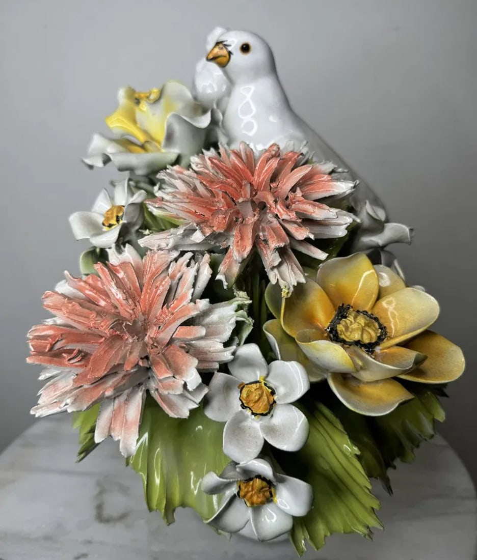 Large Pigeon Capodimonte Porcelain - 2