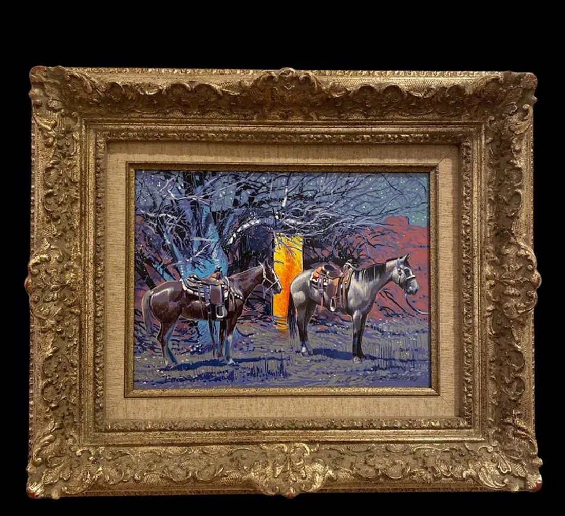 1984 Lighted Doorway - Lawrence B. Porter Painting: Oil on Panel - Framed: 18 inches Lx 16 in H Painting: 12 in x 9 in Born: 1929 - El Paso, TexasKnown for: Female nude in western landscape painting, romanticism, decorationName variants: Lawrence