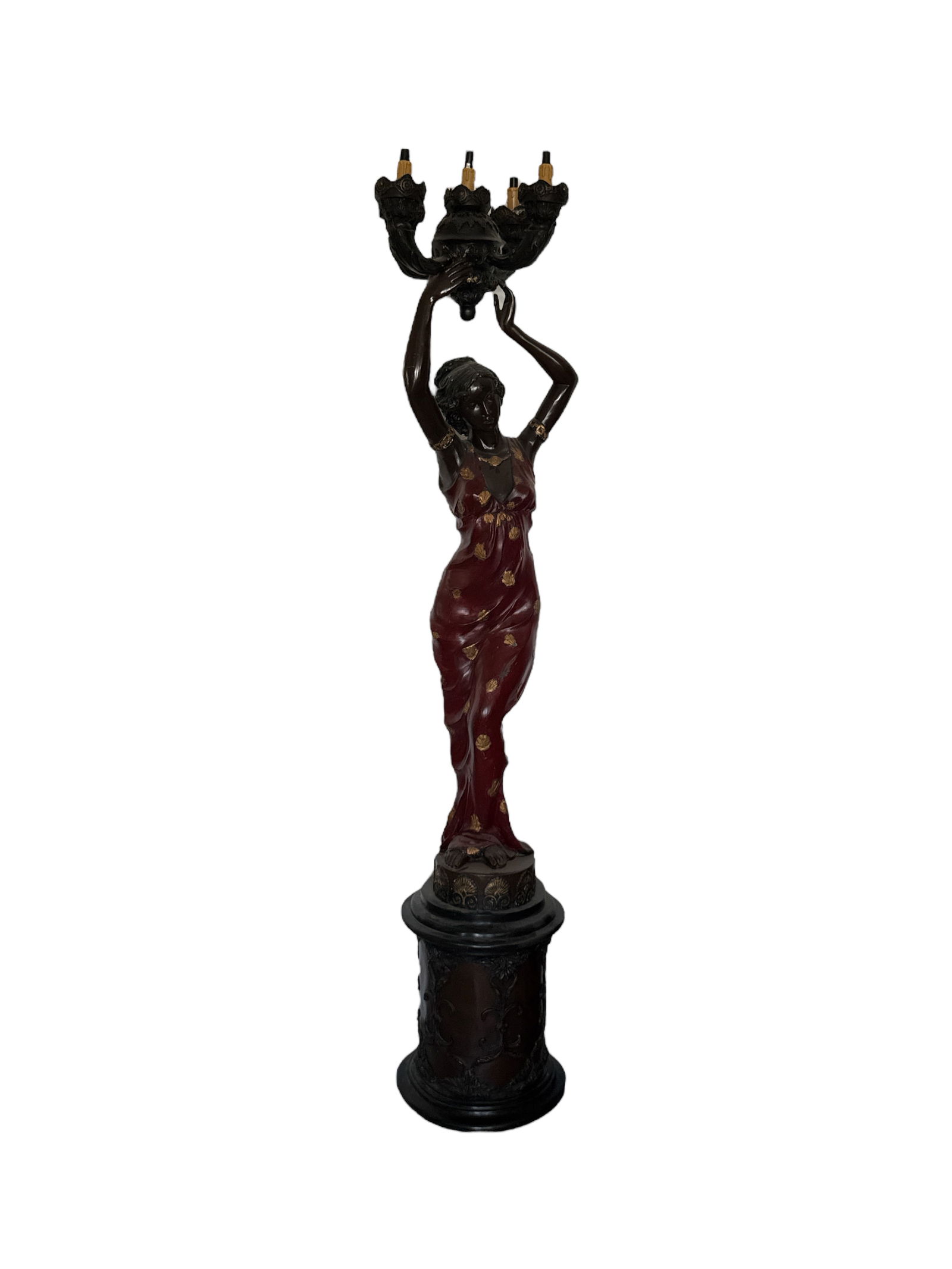 Life Size Bronze Lady Lamp Sculpture: Size: 80 in - Elecrical in working condition