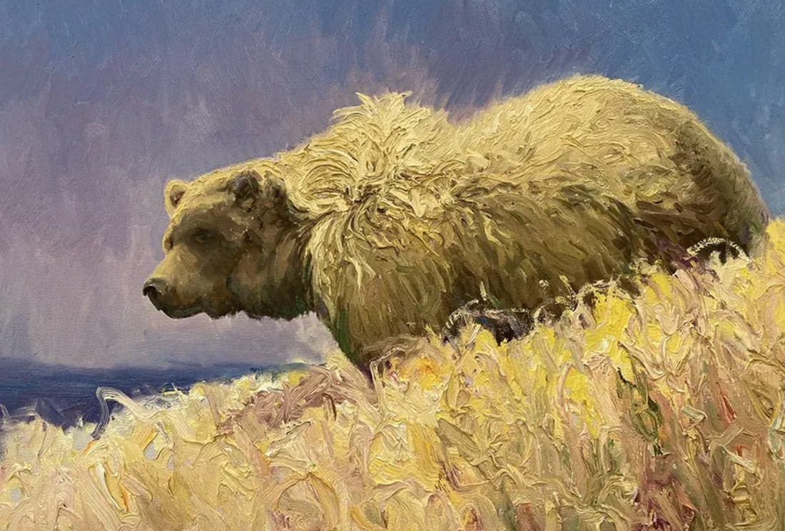 Huge Bear Oil Painting - Signed - 2