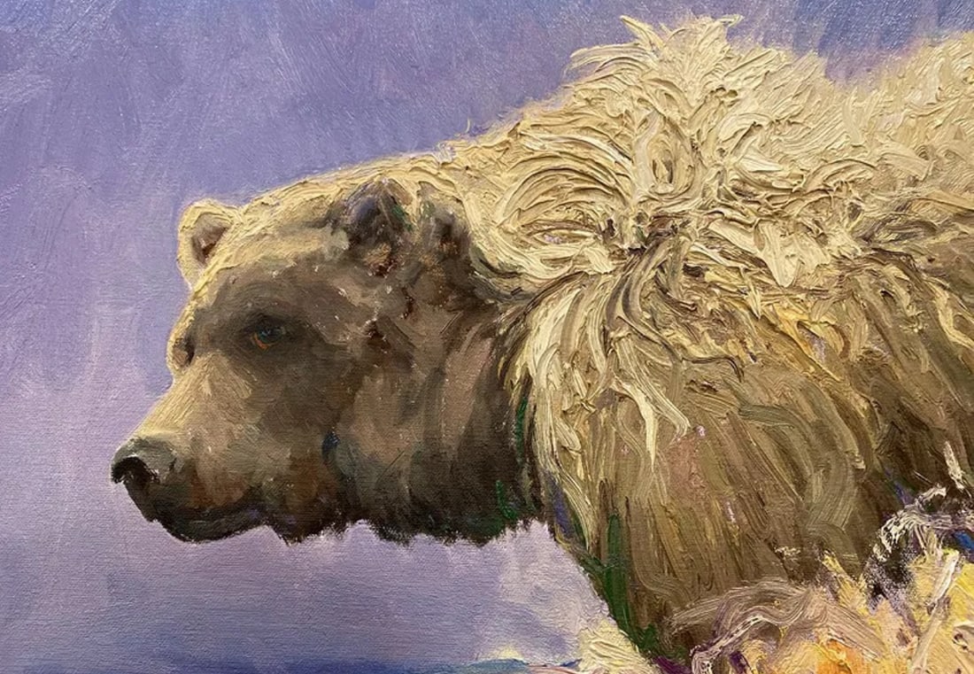 Huge Bear Oil Painting - Signed - 3