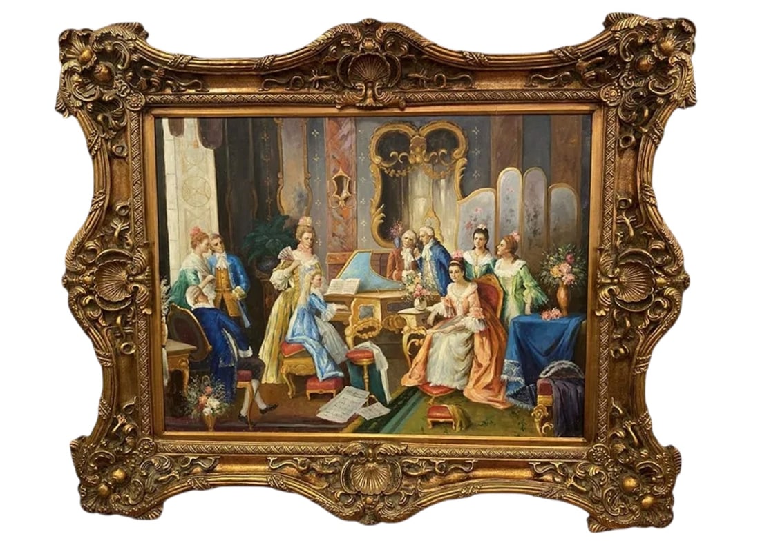 Huge Baroque THE PIANIST Oil Painting: SIZE: 66 in x 54 in