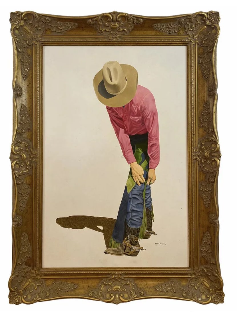 1982 Cowboy Oil painting on Panel by Walt Johnston: Size :38 in x 27 in