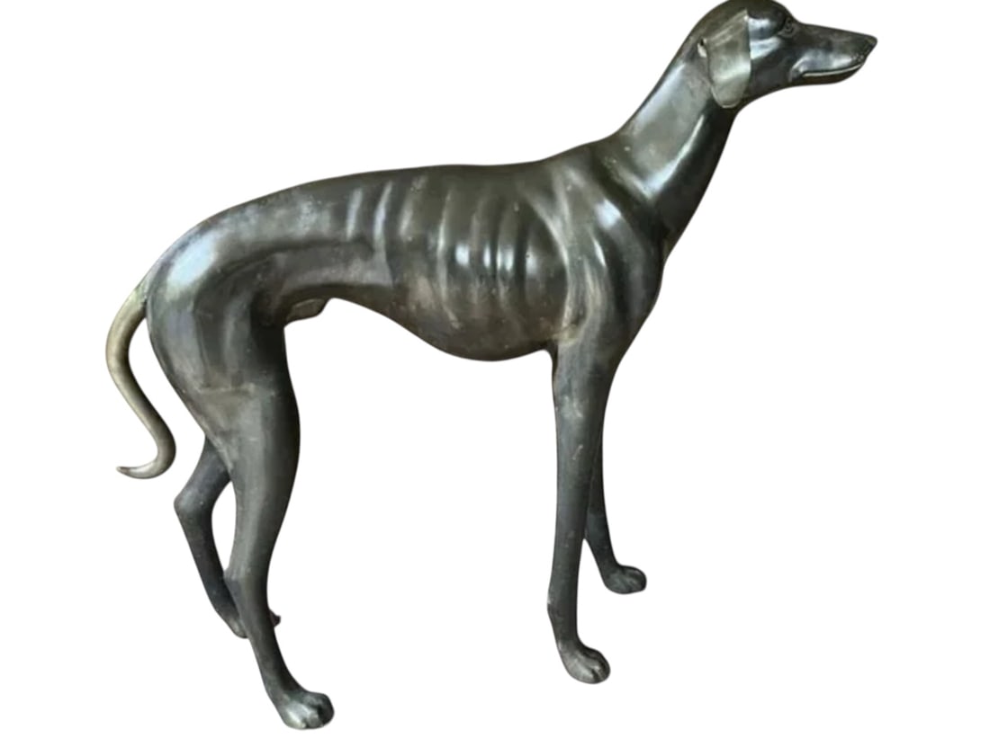 Mid Century Brass Whippet Dog: Size: 35 in x 30 in