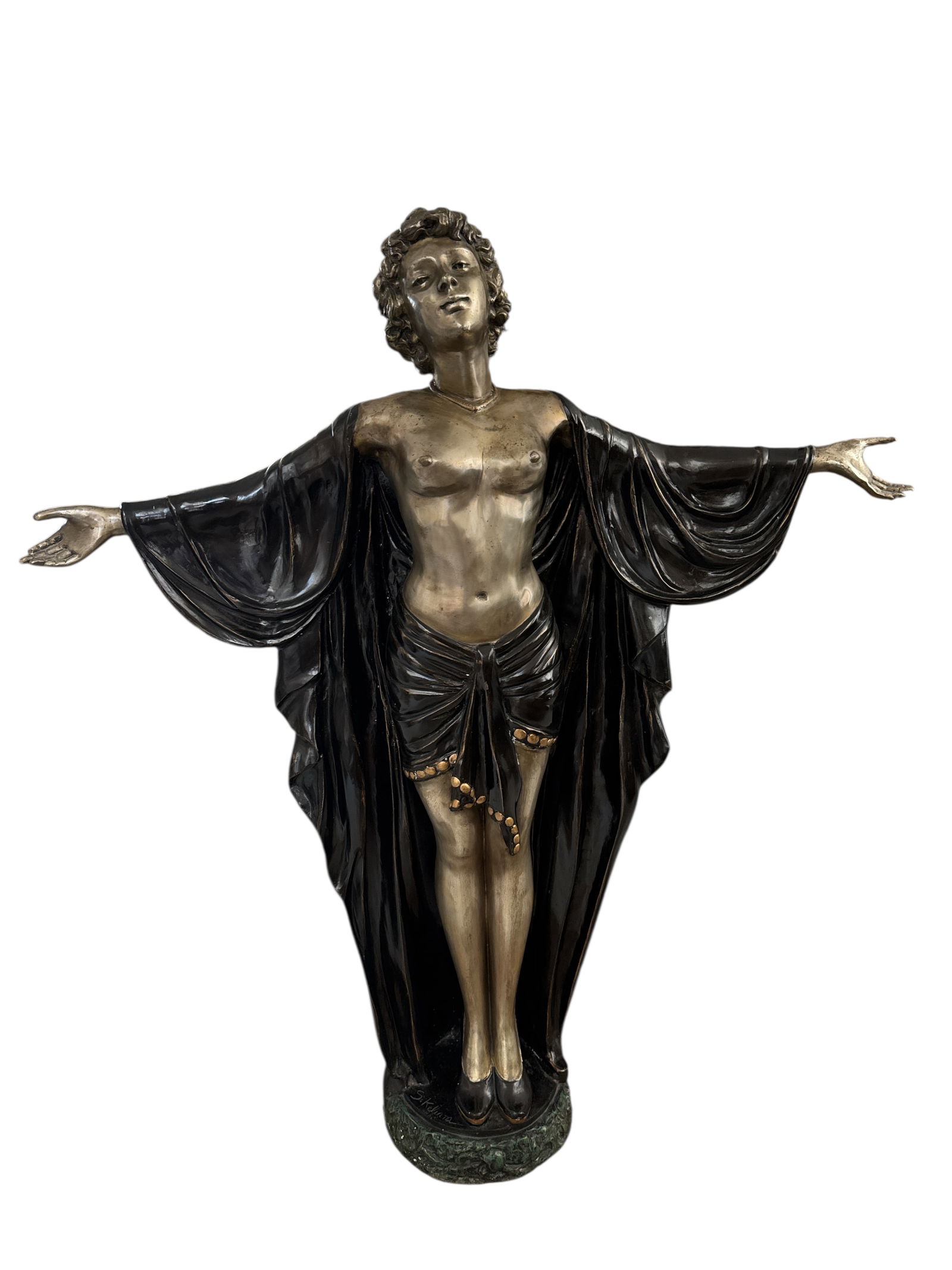 Life Size Woman Sculpture Signed: SIZE: 55 IN X 45 IN