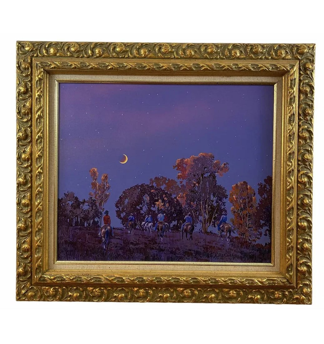 By L. B. Porter Western Landscape Oil Painting: Frame: 32 1/2 x 28 1/2 -