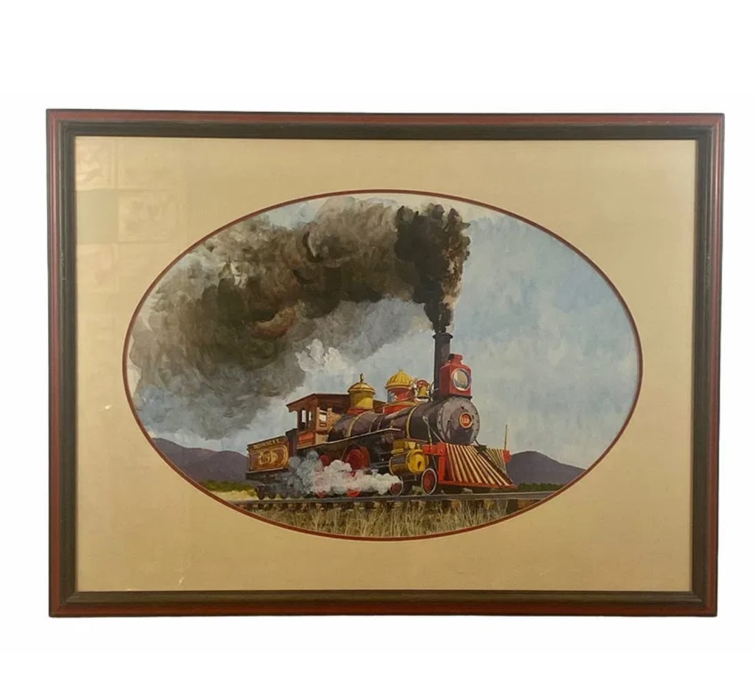 WaterColor Train Oil Painting by Tom Darrah: Frame: 36 1/2 x 27 1/2 L