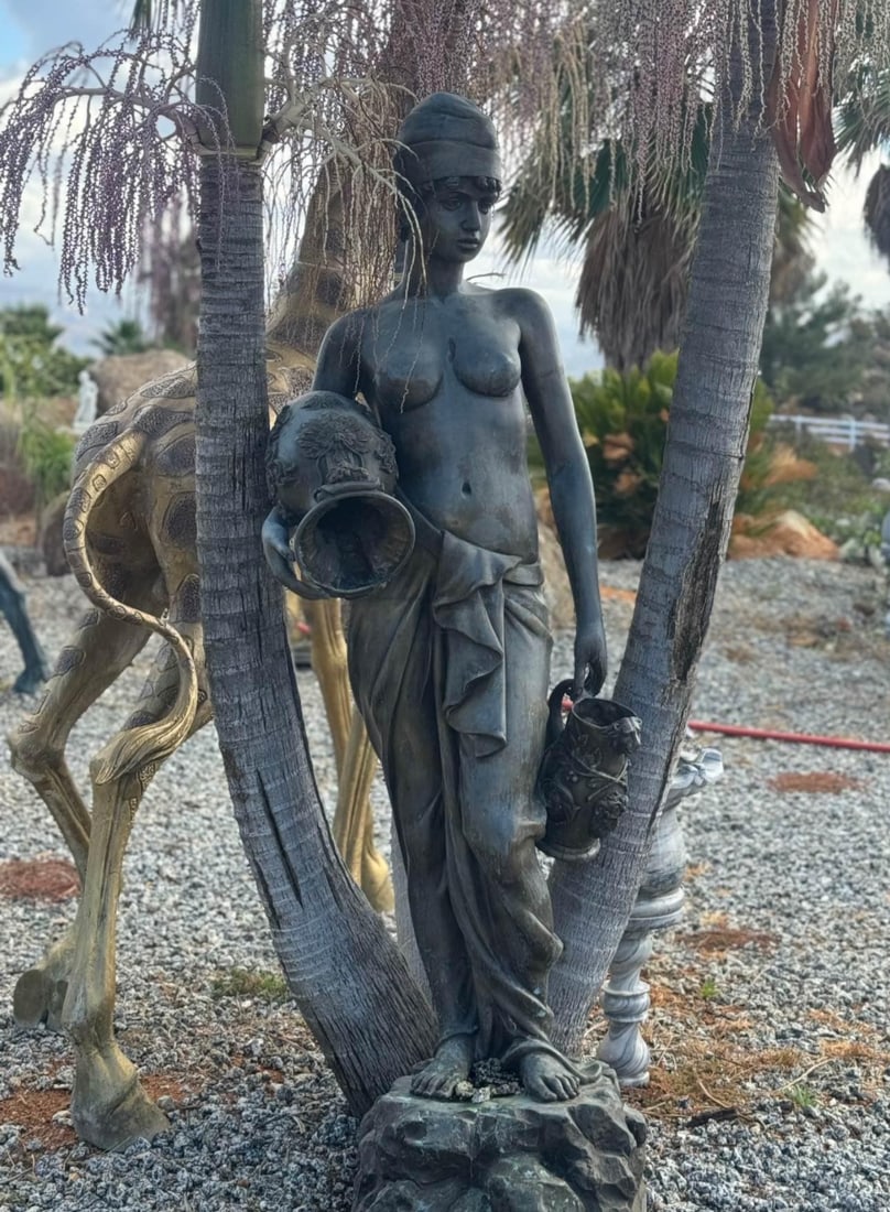 Life Size Bronze Lady Sculpture: Size: 75 " x 35"