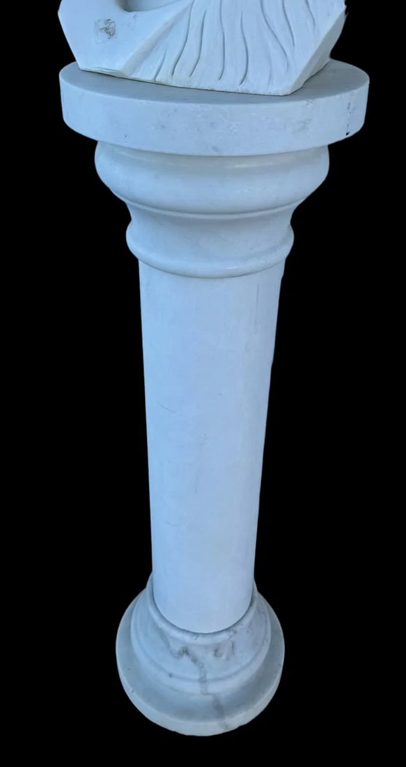 Zeus Marble Bust and Pedestal - 3