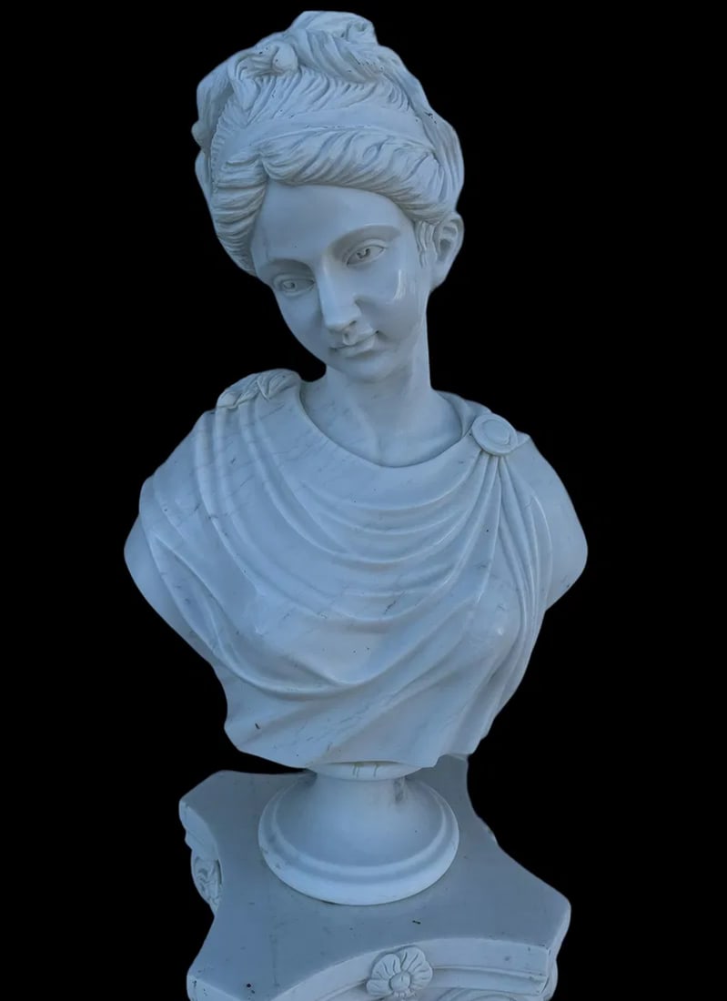 Goddess Marble Bust and Pedestal - 2