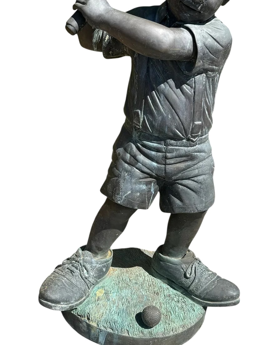 Life Size Bronze Boy Golf Player - 3