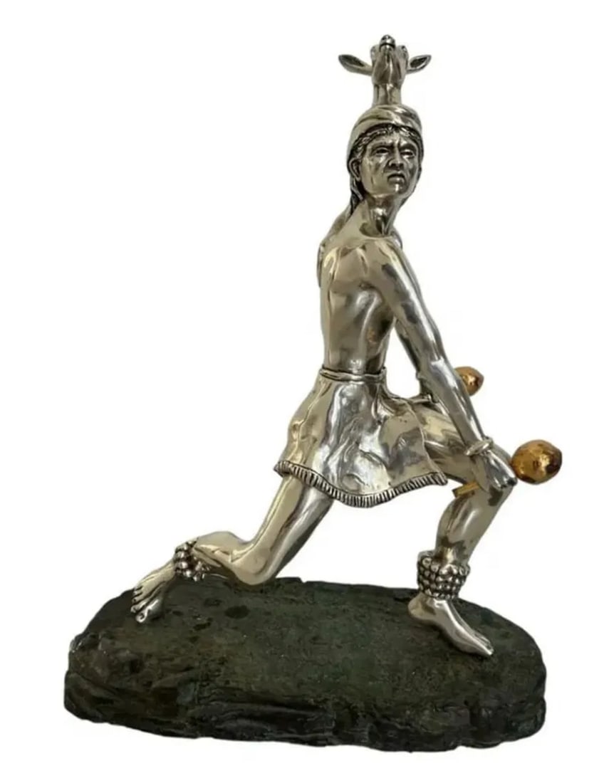 Silver Native Indian Aztec by Martin Mendoza Maya: Size: 21 in x 15 in x 7.5 in