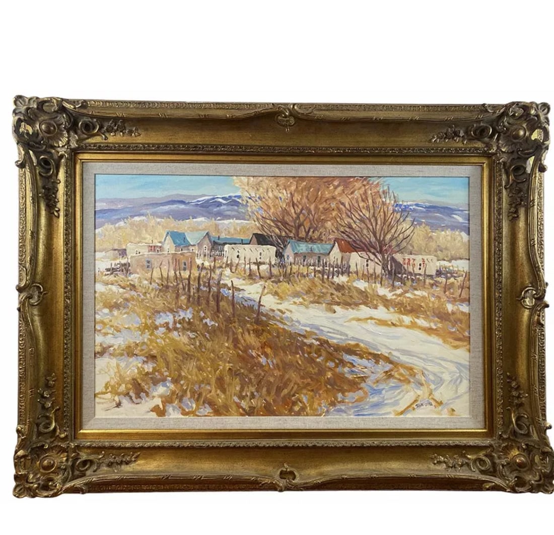 1991 Landscape Oil Painting by Ralph Leyba: Frame: 47 in H x 35 in L
