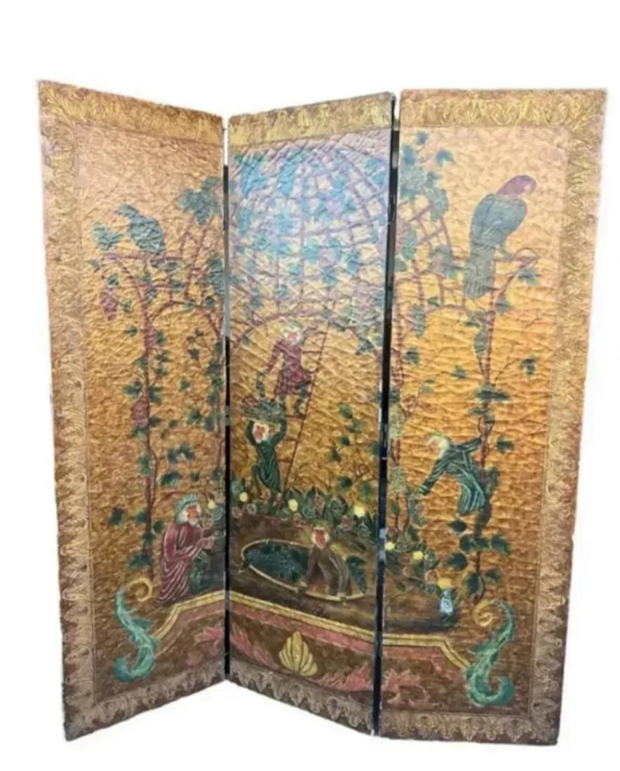 Vintage Monkeys and Birds Room Divider: Size: 84 in x 72 in x 3 in