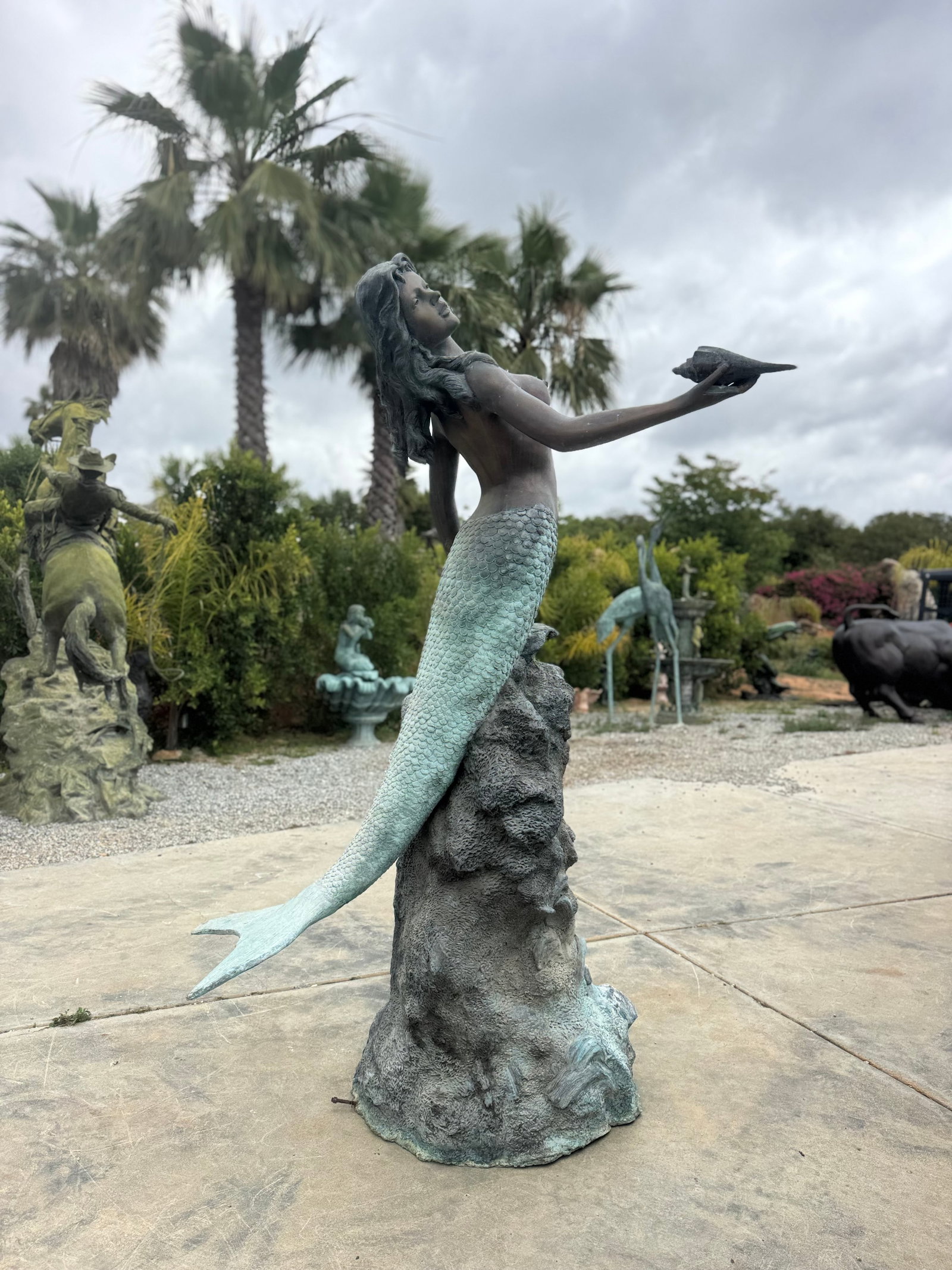 Life Size Bronze Mermaid Sculpture: Size: 82 in H x 50 in