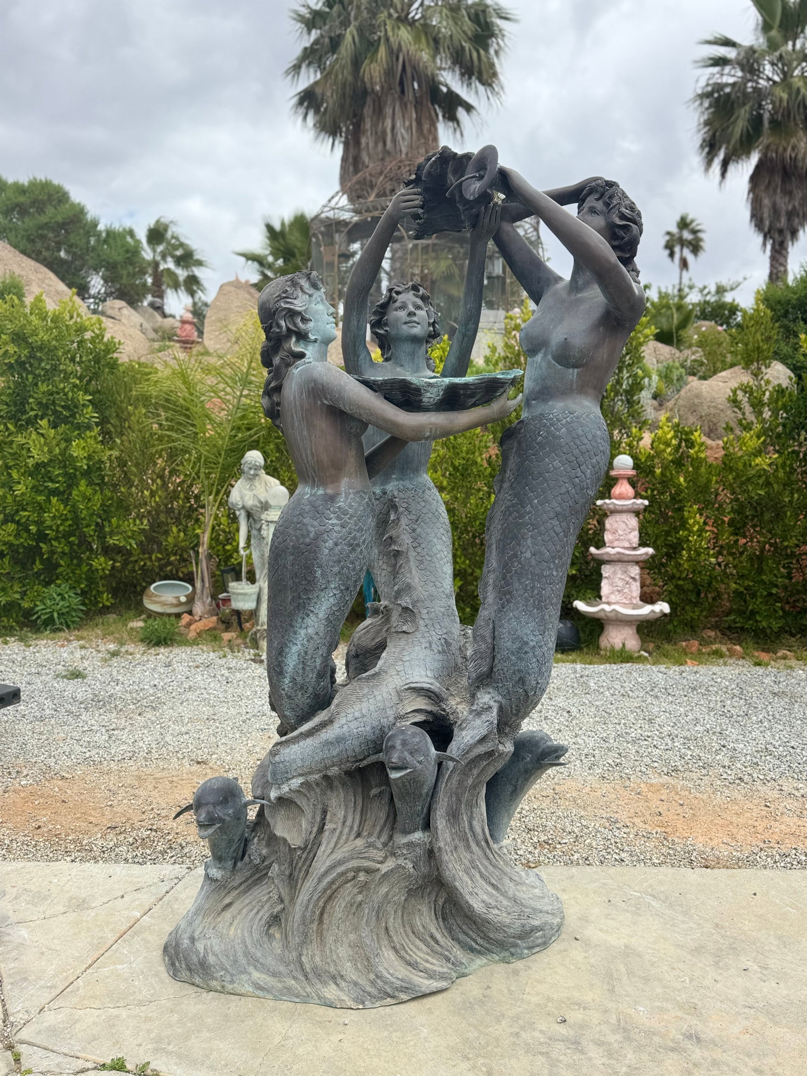 Life Size Mermaids Bronze Sculpture Fountain: Size: 85” x 60”