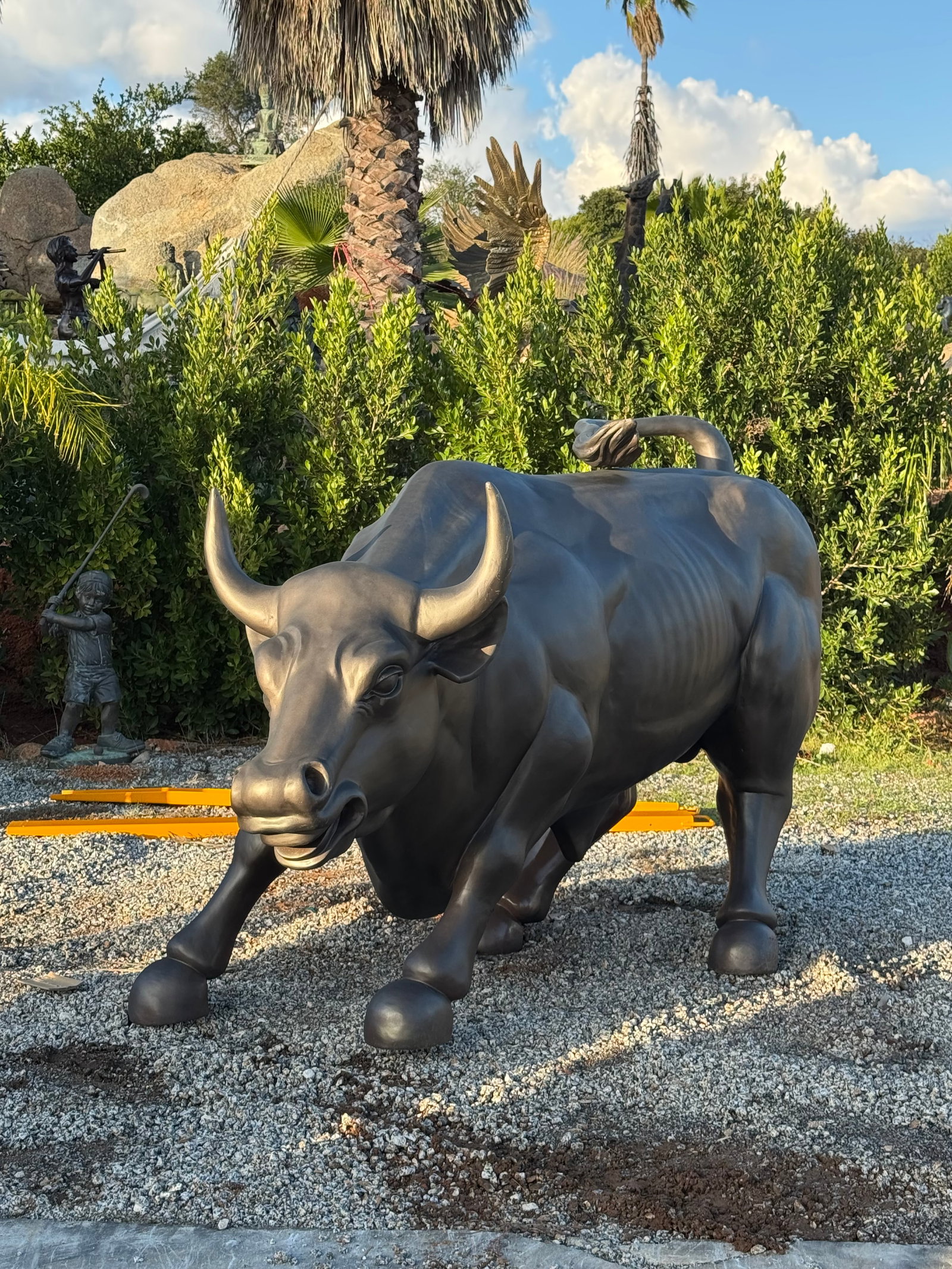 Monumental Bull Bronze Sculpture: Size: 105 in L