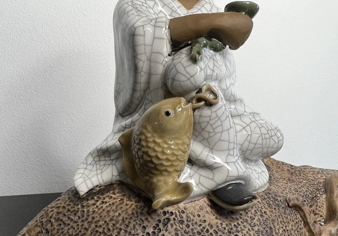 Chinese Kid Boy Monk Oxen Statue - 2