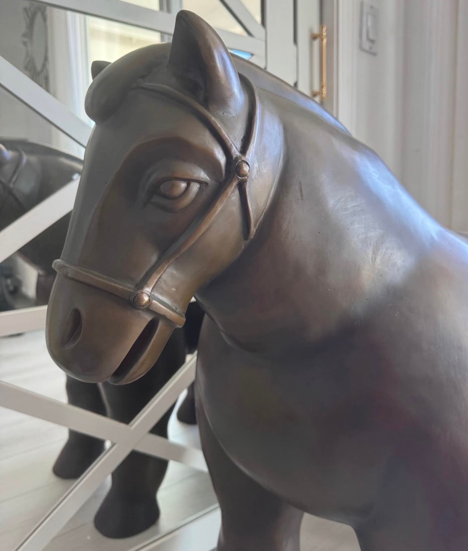 Large Botero Style Bronze Horse Statue - 2
