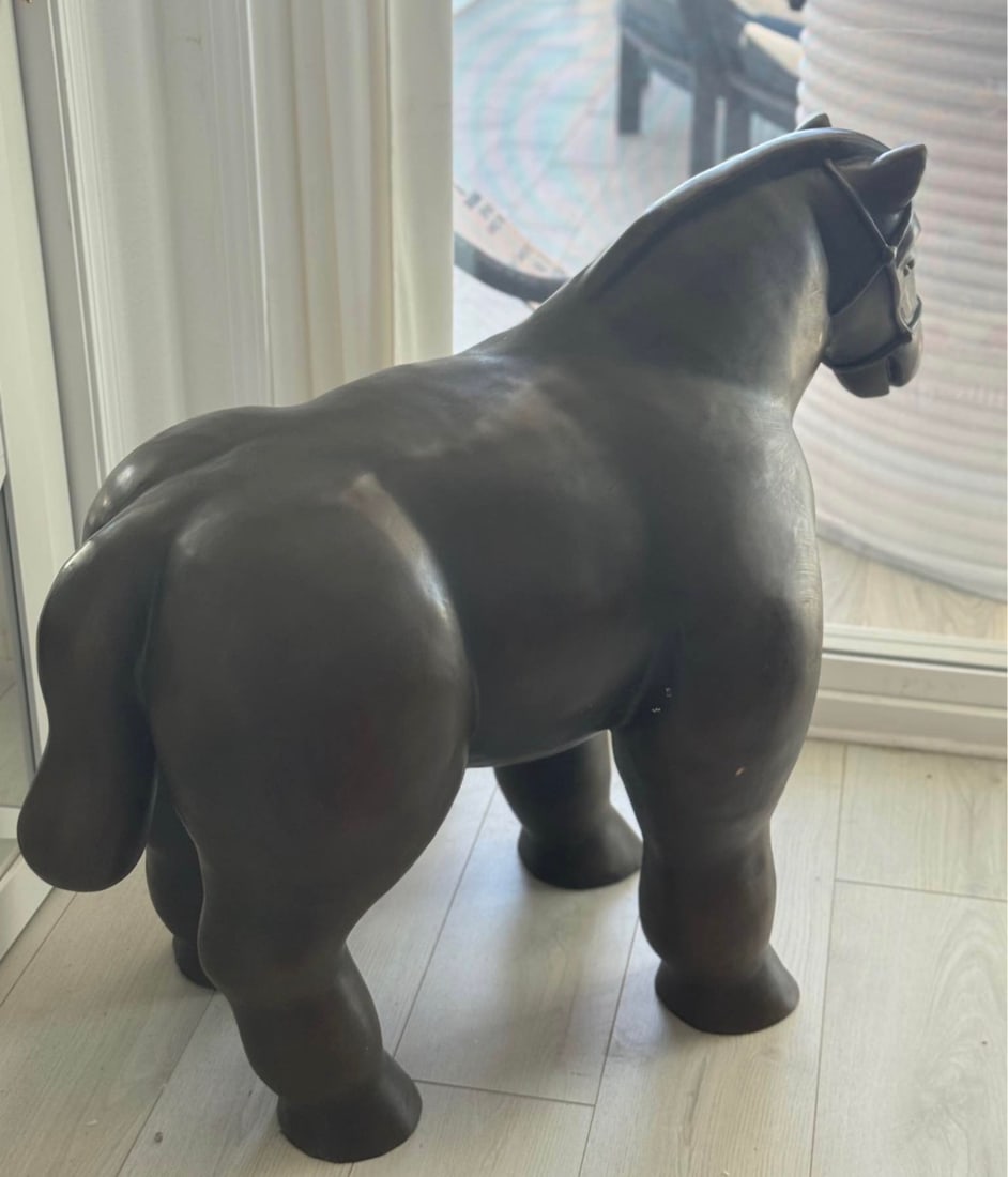 Large Botero Style Bronze Horse Statue - 3